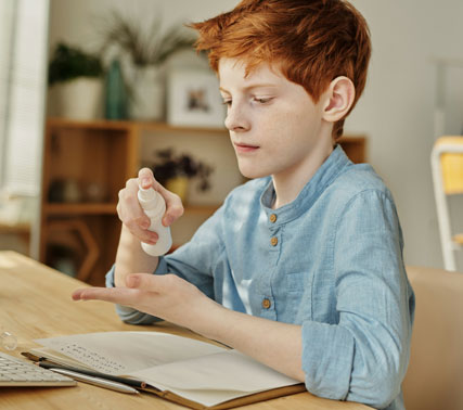 A student learning with technology