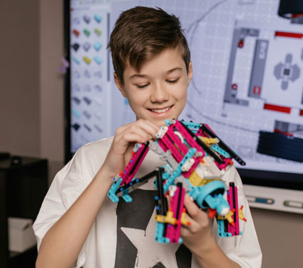 A student learning with technology