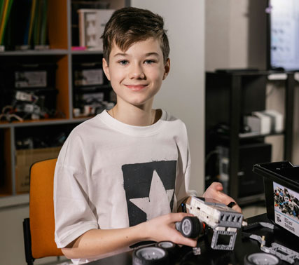 A student learning with technology